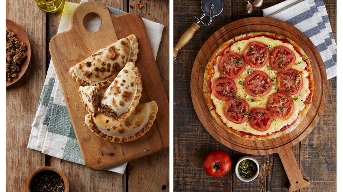 Pizzas y Empanadas. Fotografias para Tomasso Pizzas - Campaña publicitaria con food styling by okd Estudio